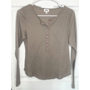 BKE Women's Thermal Long Sleeve Henley Pullover Sz M Distressed Whimsigoth Boho